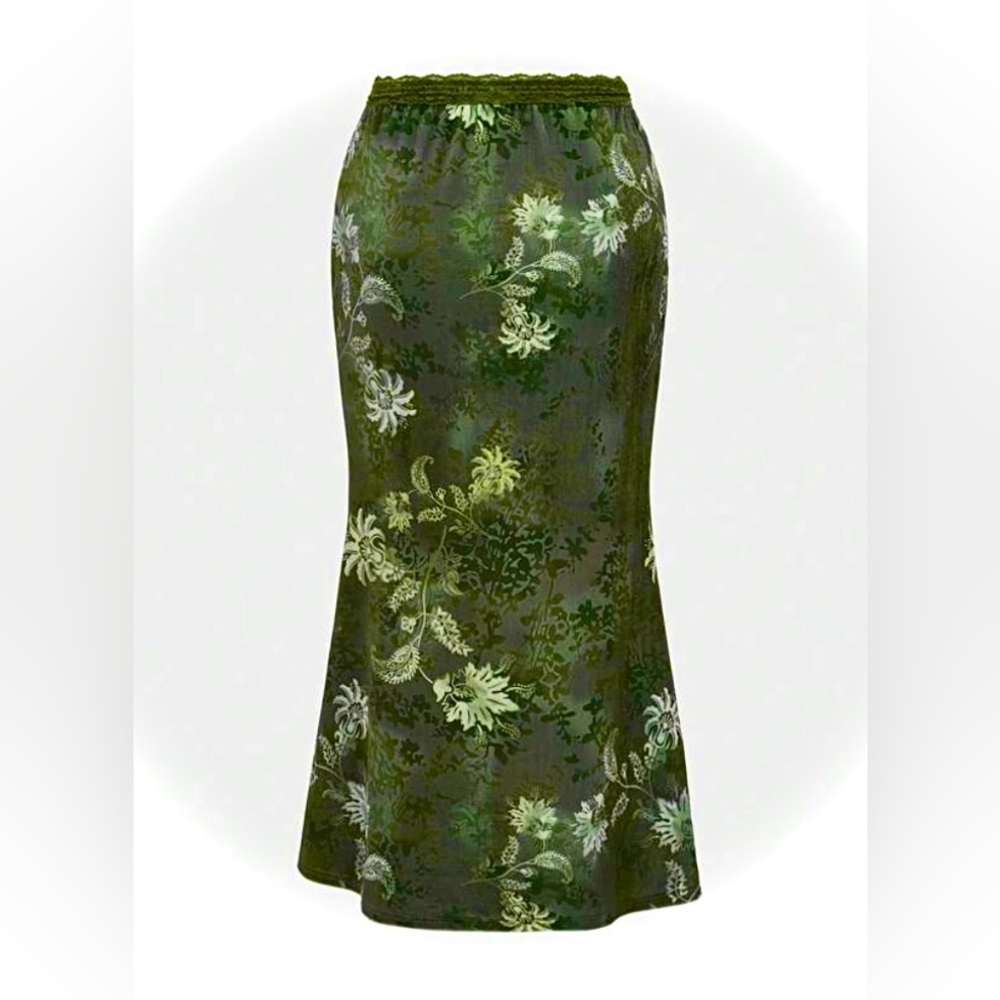 FLORAL A-LINE SHIMMER SKIRT | Shimmery Floral A-line Skirt | Women’s Size 6 - Picture 4 of 11